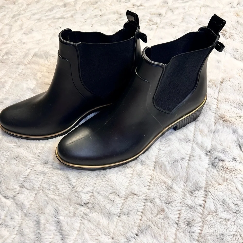 NWOB Kate Spade New York Solstice Black Rubber Rain Boots Sz-10